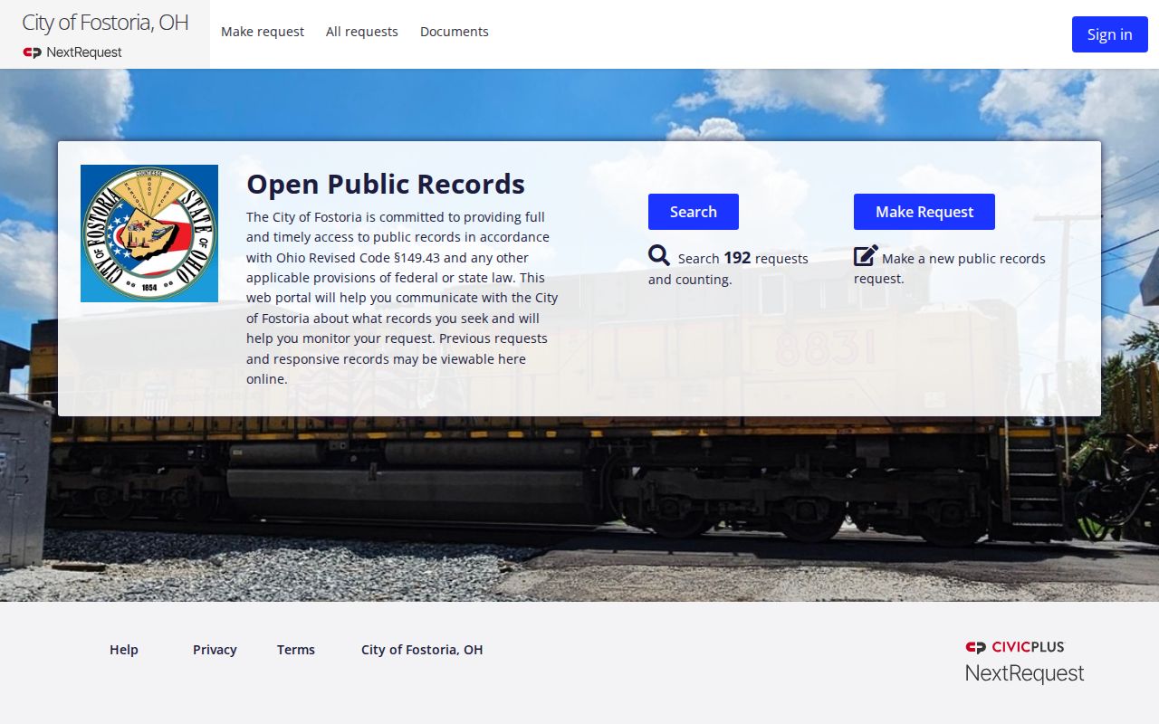 Fostoria Open Public Records portal for Fostoria police record requests